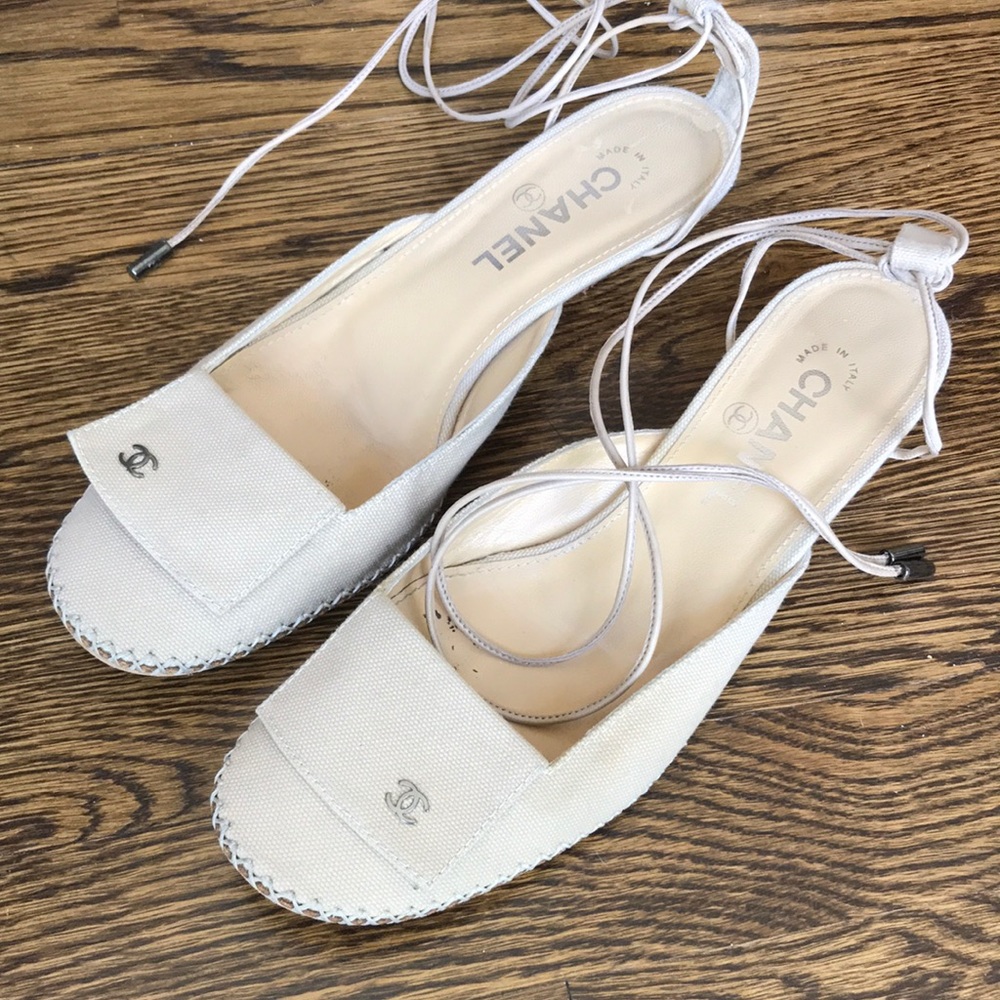 COPY - Chanel ankle wrap ballet moccasin shoes size 38